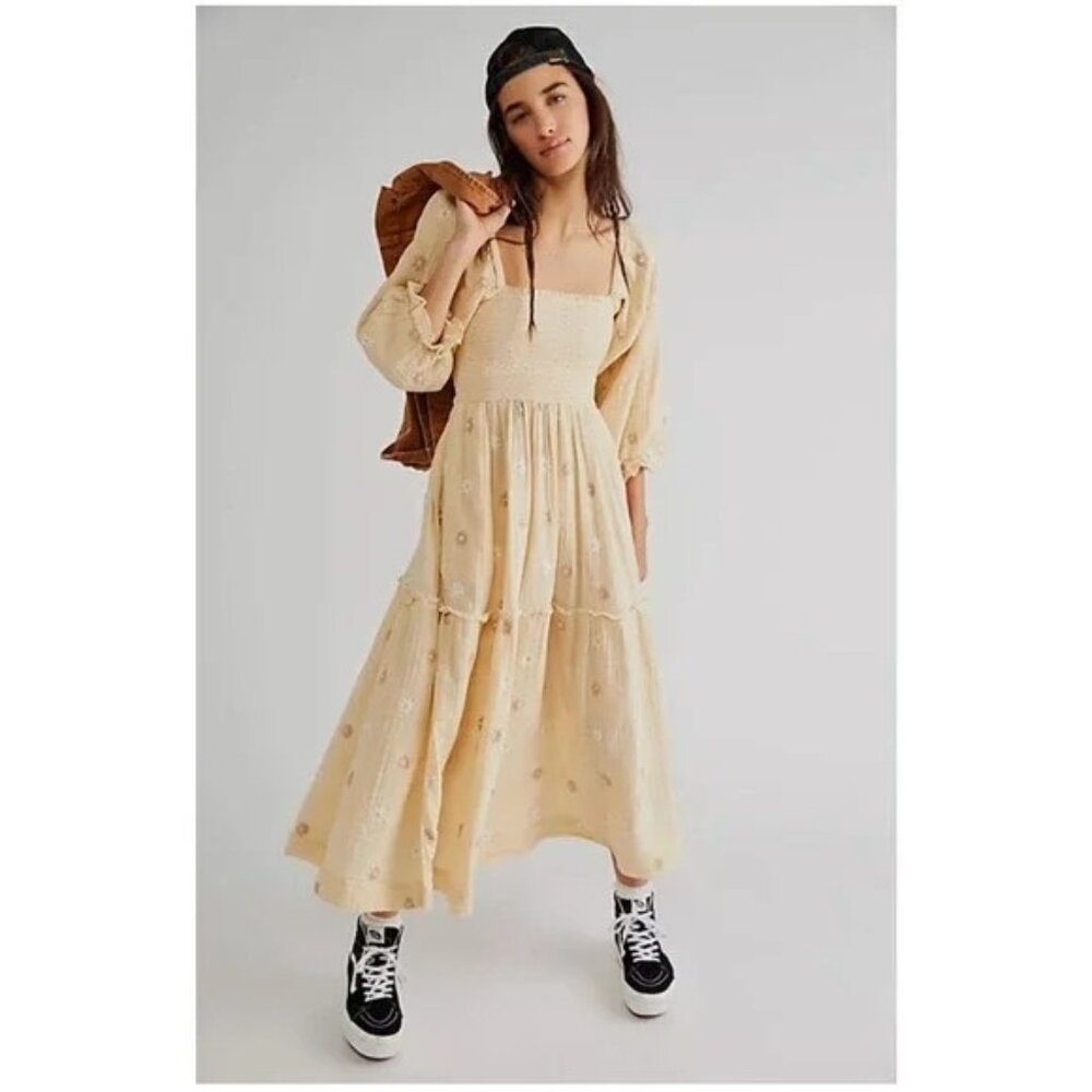 Free People Cream Floral Maxi Dress